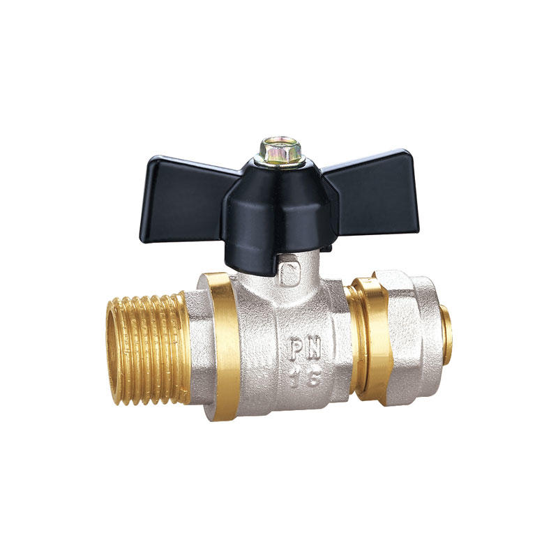 PN15 brass ball full bore valve  with buttterfly handle nickel  plating AMT-2061b