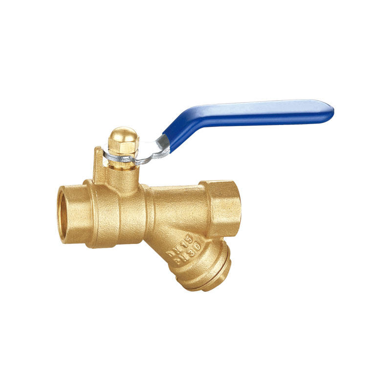 3 ways t type brass strainer check l valve AMT-8004