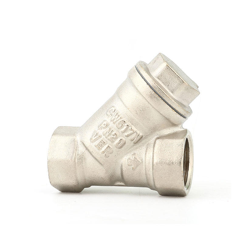 Chrome plated brass y type strainer check valve AMT-8003A